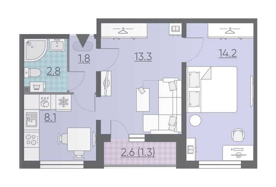 Двухкомнатная квартира в : площадь 41.5 м2 , этаж: 3 – купить в Санкт-Петербурге